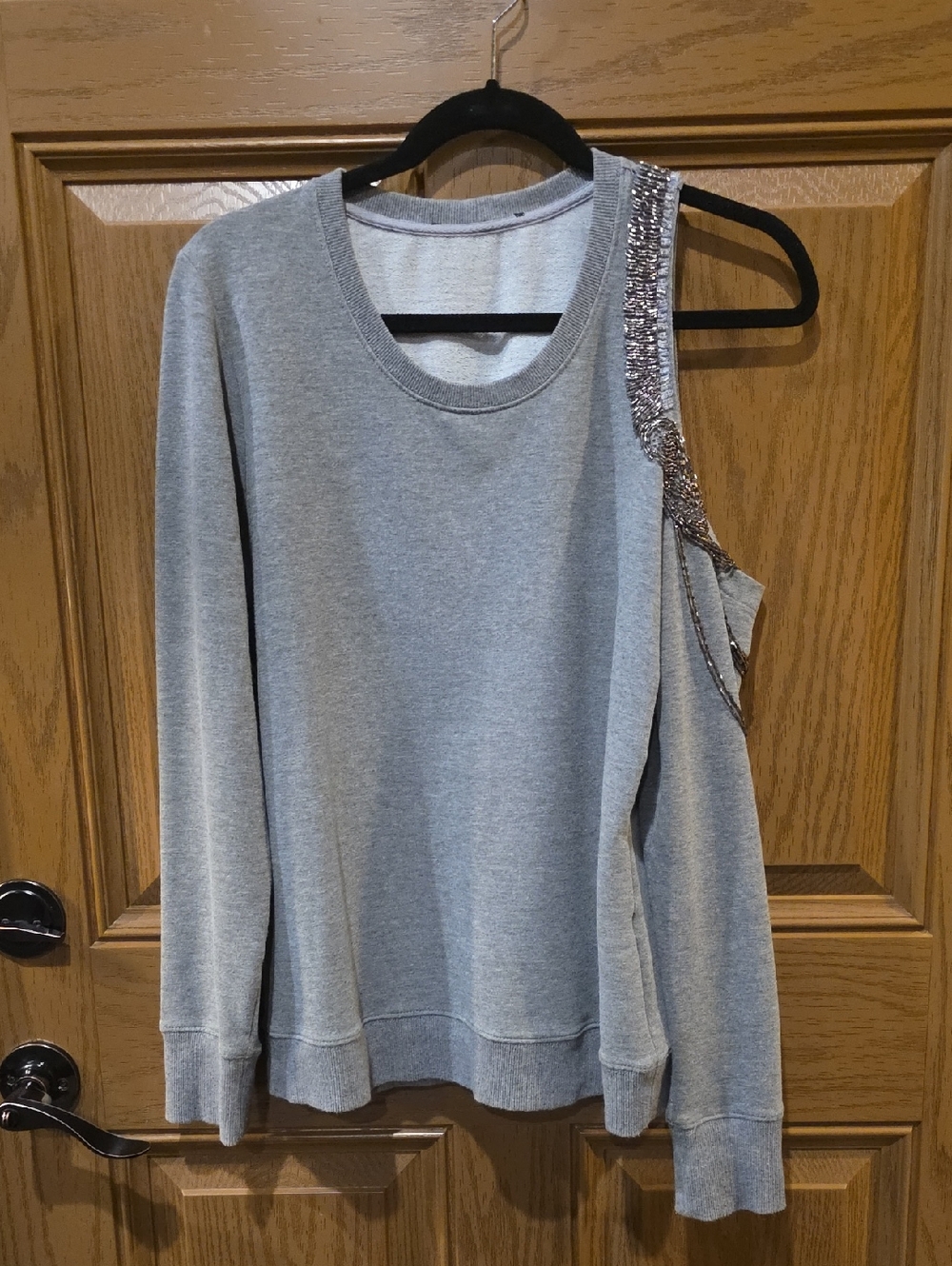Boston Proper Beaded One Shoulder Sweatshirt Size M